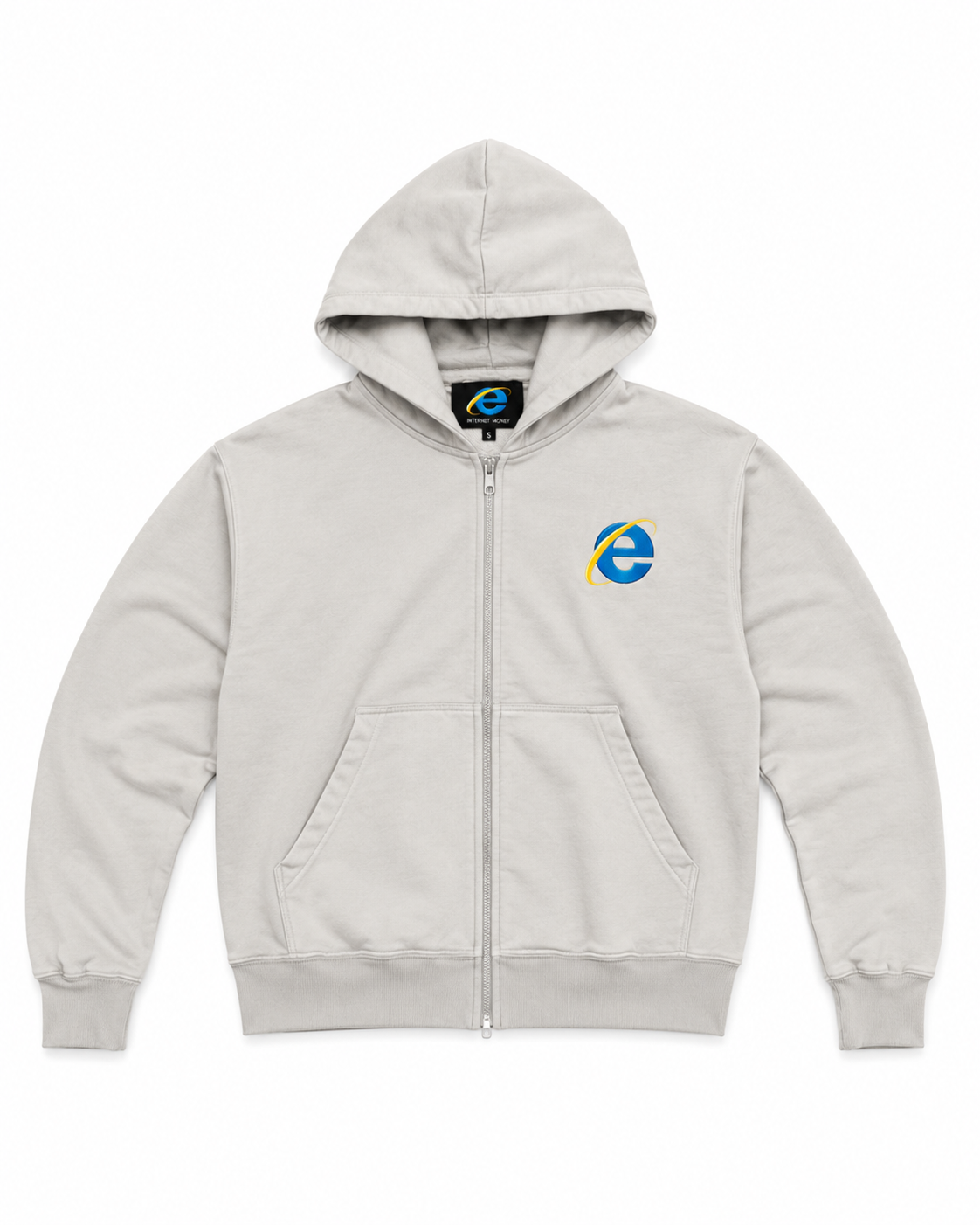 Eternal internet money hoodie grey zip cotton  , Front view
