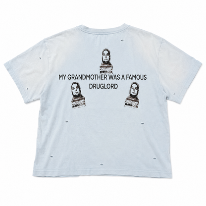 Light blue Forever Eternal Griselda Blanco graphic tee, back view