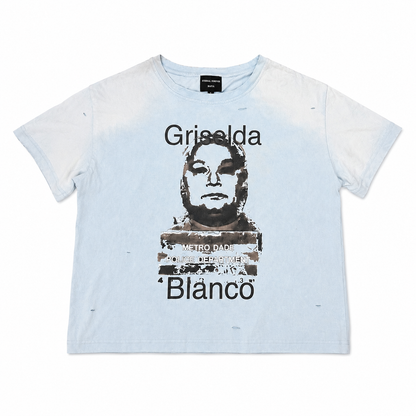 Light blue Forever Eternal Griselda Blanco graphic tee, front view