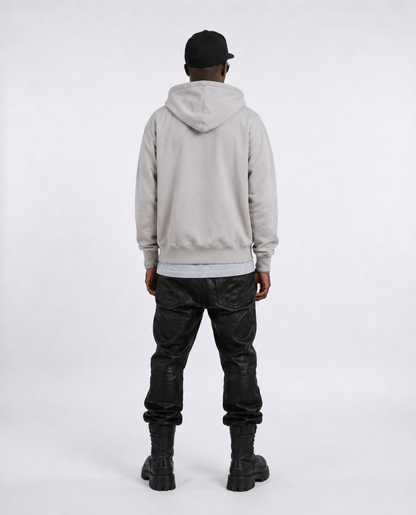 Eternal internet money hoodie grey zip cotton  model shot, back view
