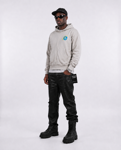 Eternal internet money hoodie grey zip cotton  , side view