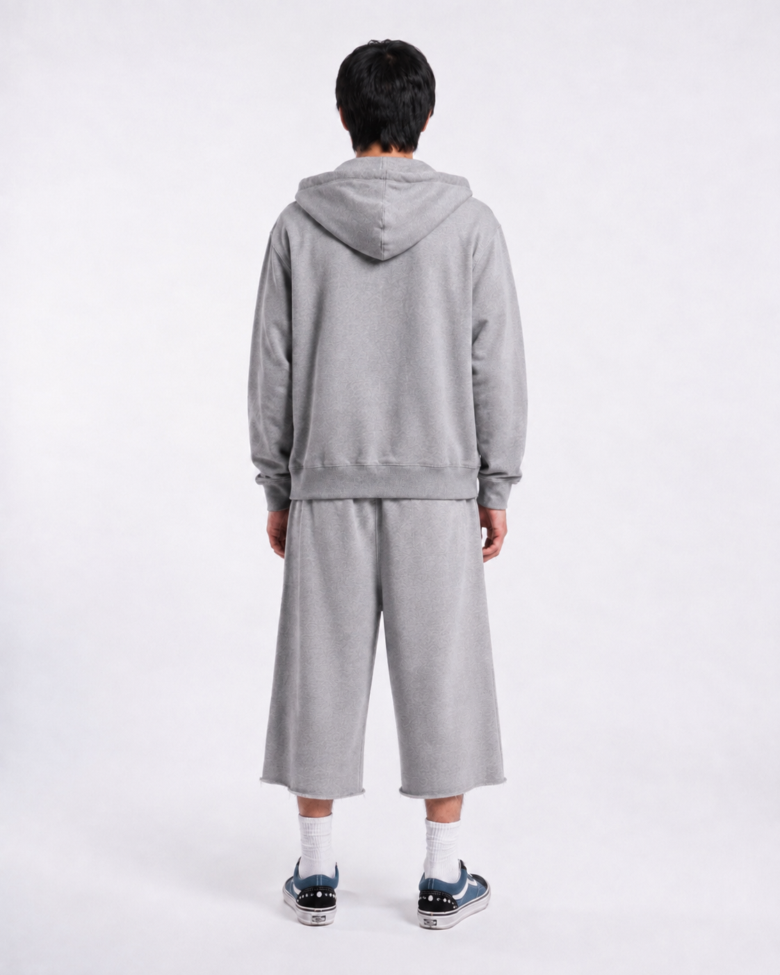 Eternal internet money shorts grey cotton long shorts , Back view